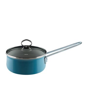 Riess Stielkasserolle mit Glasdeckel, Nouvelle Aquamarin Extra Stark
